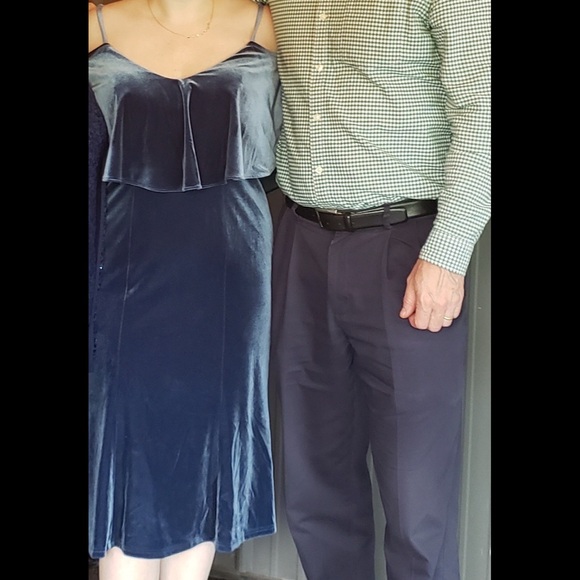 Relvery Blue Velvet Midi Bridesmaid, Homecoming or Prom Dress. $50 or offer - Picture 2 of 5